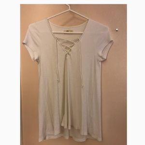 Hollister White Lace Front Top